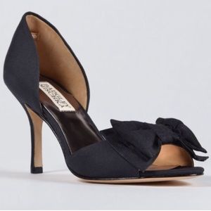 Badgley Mischka Satin Bow Heels
